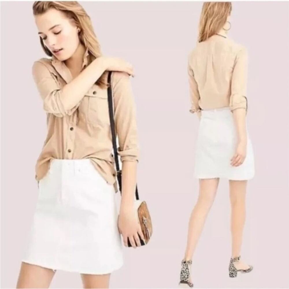 UEC J. CREW WHITE DENIM JEAN SKIRT RAW HEM SZ 27